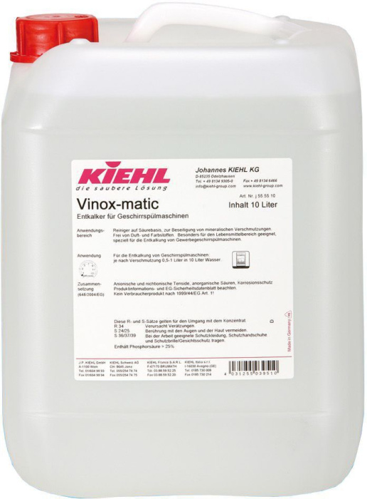 Vinox-matic, очиститель накипи для промышленных посудомоечных машин, KIEHL